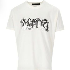 Amiri Naked Ladies Logo Print Crewneck Cotton T-Shirt In Off-White
